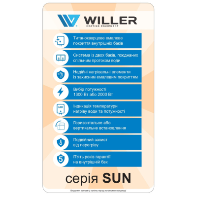 Водонагрівач (бойлер) WILLER EVH50RI-SUN універсальний